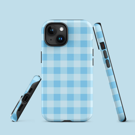 Fresh Gingham Blue – Ninja Case™ for iPhone Ninja Level Designs