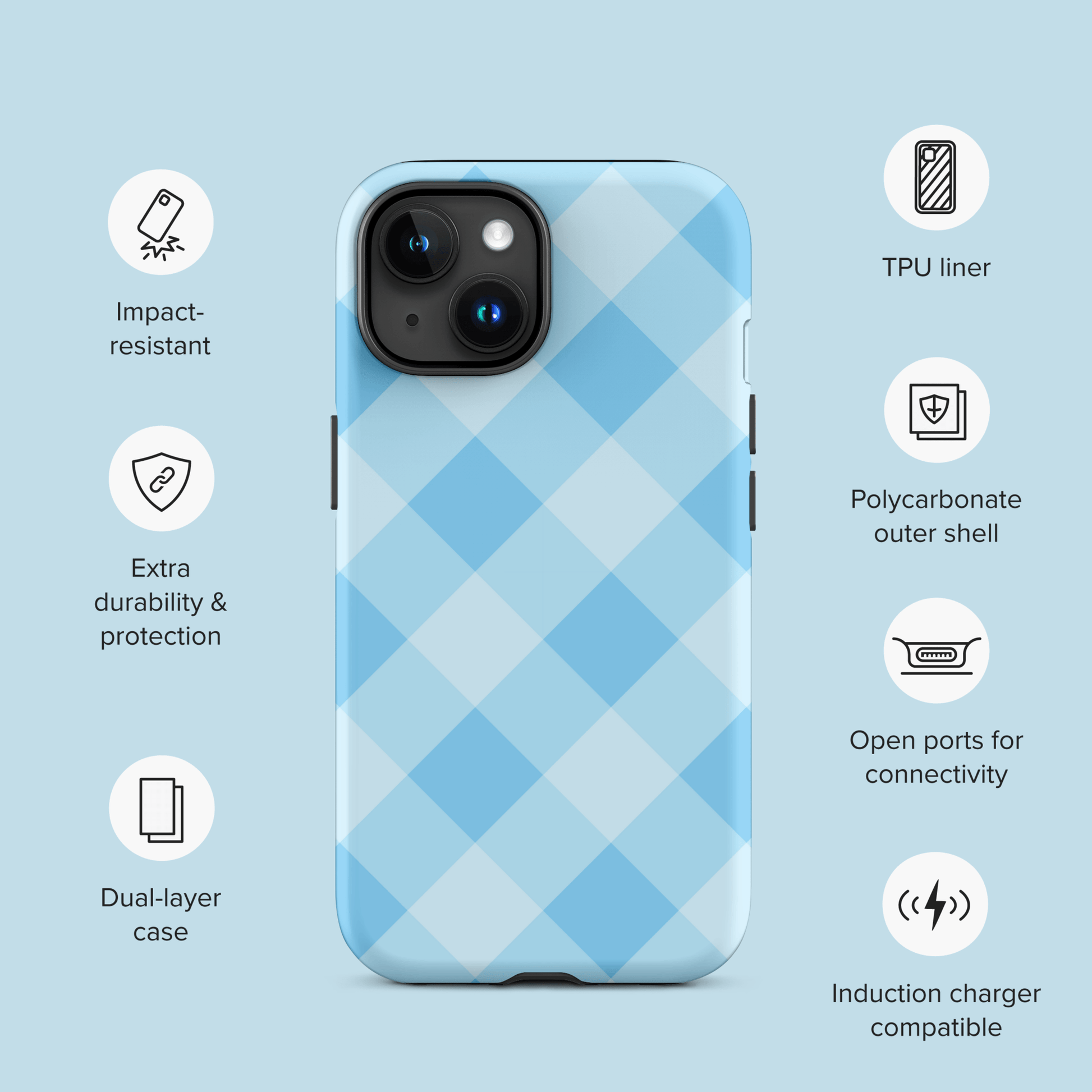 Gingham Twist Blue – Ninja Case™ for iPhone Ninja Level Designs