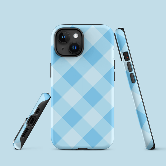 Gingham Twist Blue – Ninja Case™ for iPhone Ninja Level Designs