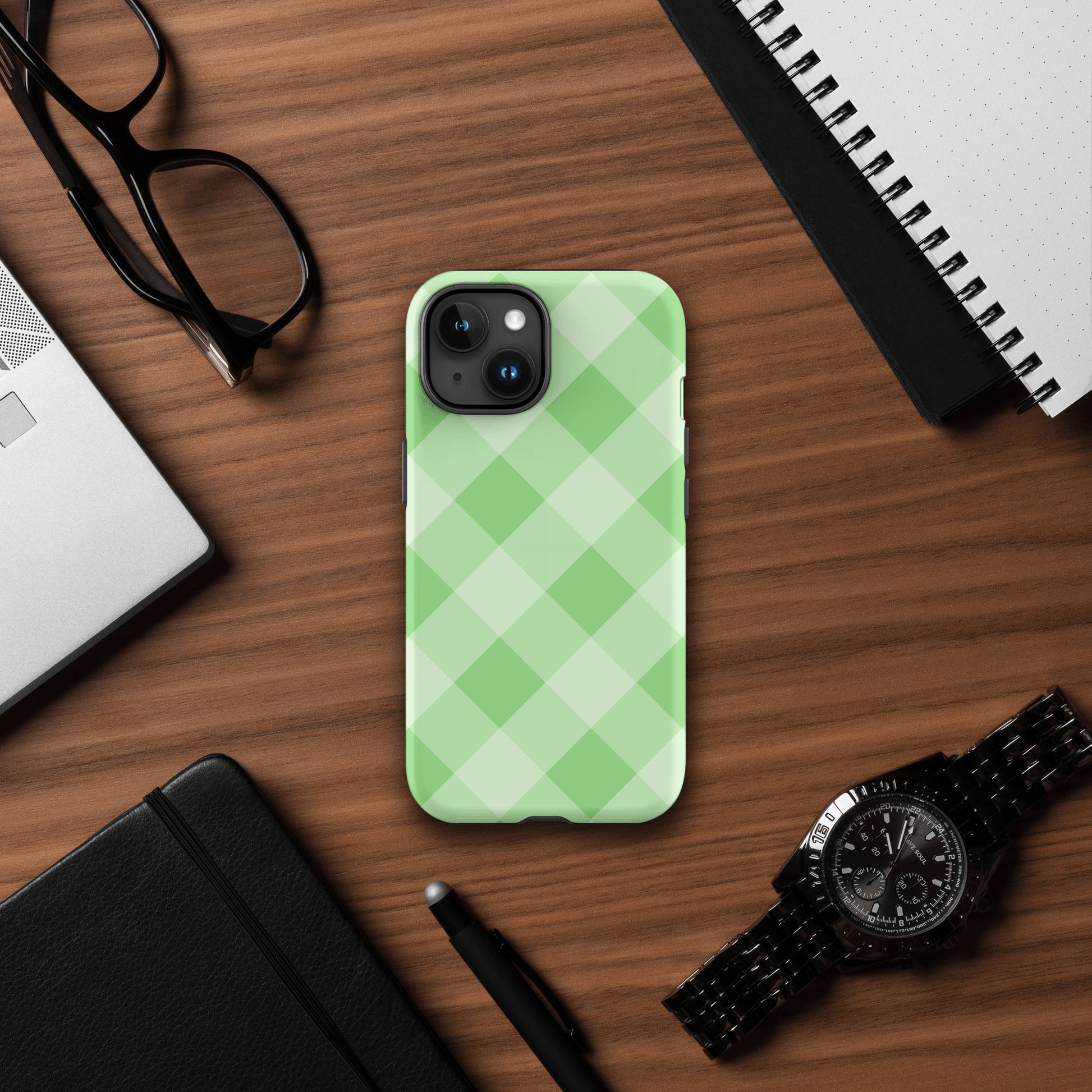 Gingham Twist Green – Ninja Case™ for iPhone Ninja Level Designs