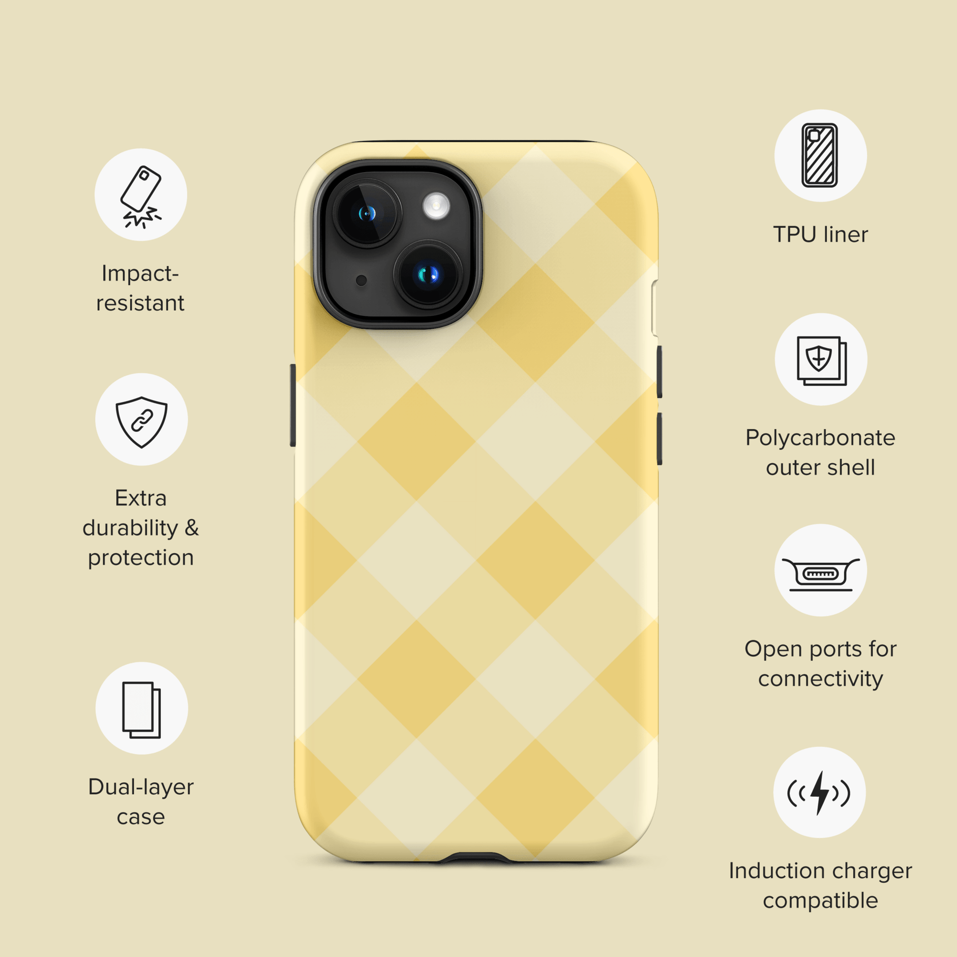 Gingham Twist Yellow – Ninja Case™ for iPhone Ninja Level Designs