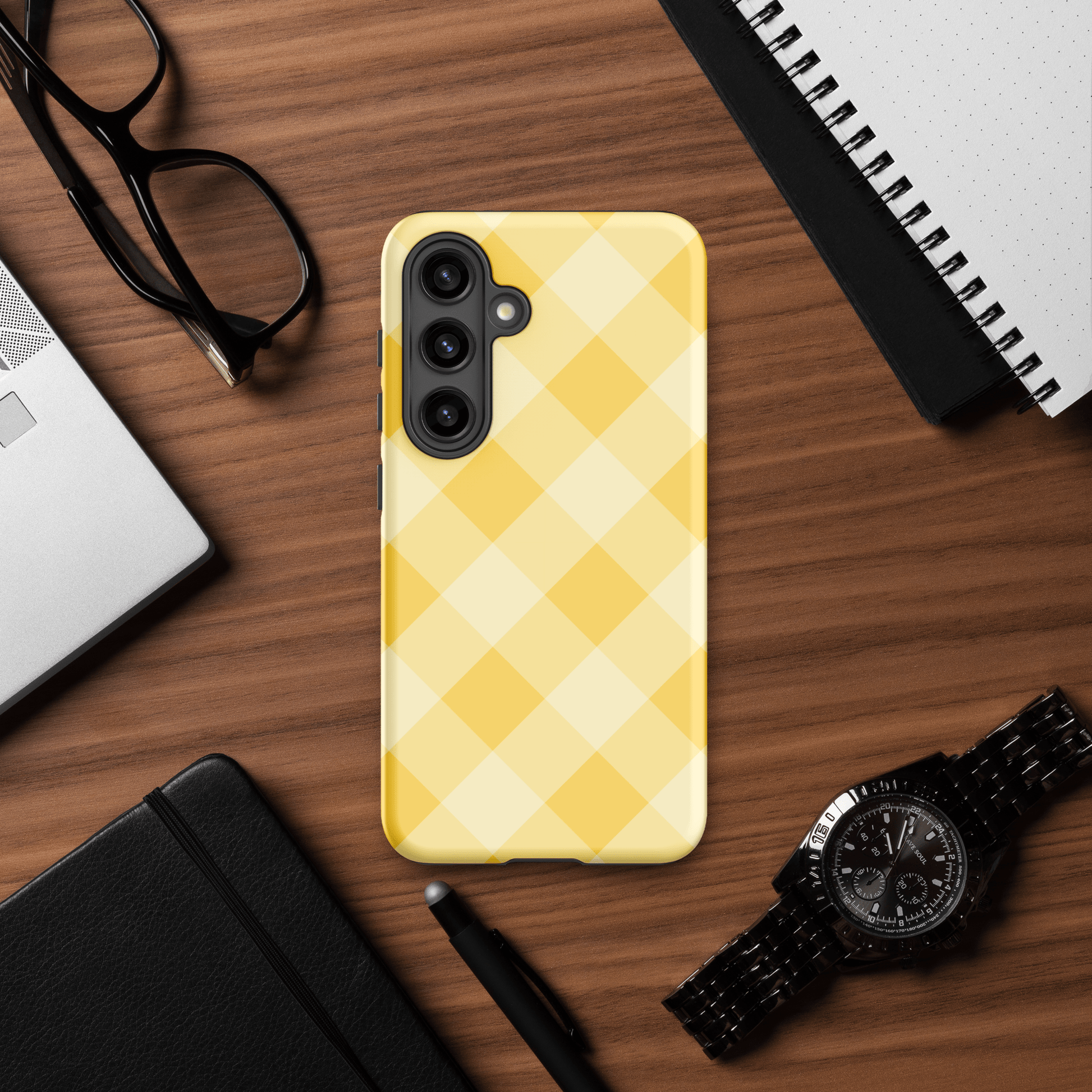 Gingham Twist Yellow – Ninja Case™ for Samsung Galaxy Ninja Level Designs