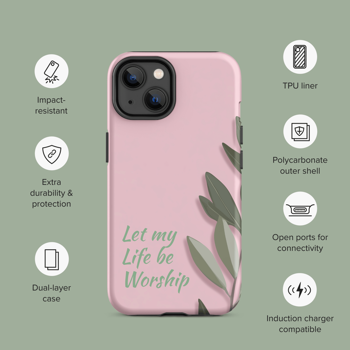 Worship olive branch pink for iPhone Ninja Level Designs